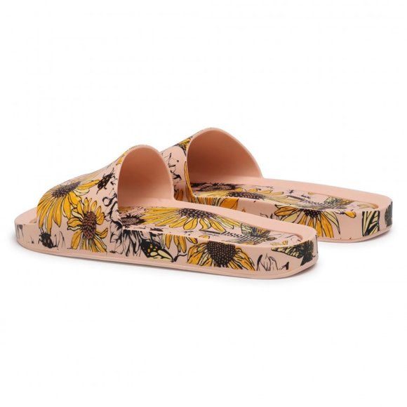 Melissa | Shoes | New Melissa Women Beach Floral Slides  NEW Melissa Women Beach Floral Slides BEIGE AMARELO Flower Bug Print Flat Sandal